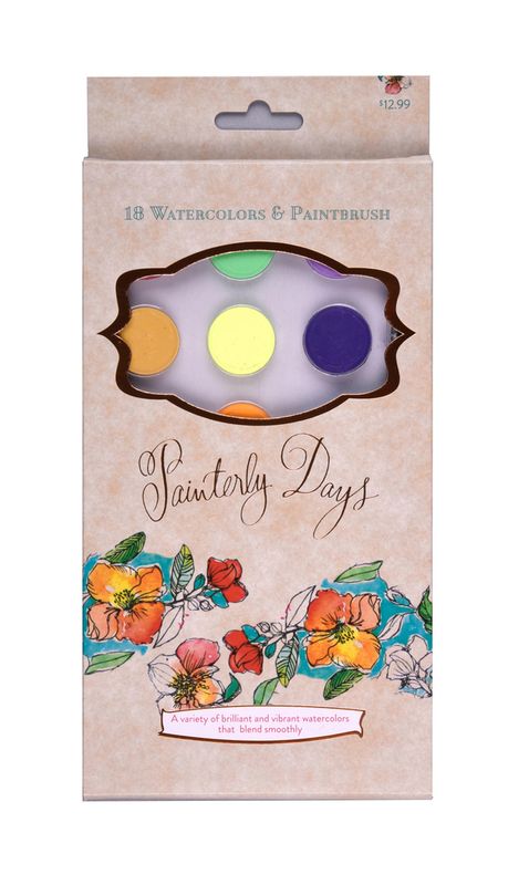 Painterly Days 18 Watercolors &amp; Paintbrush