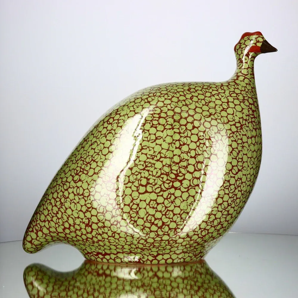Handcrafted Guinea Fowl Green Spotted Bordeaux SM