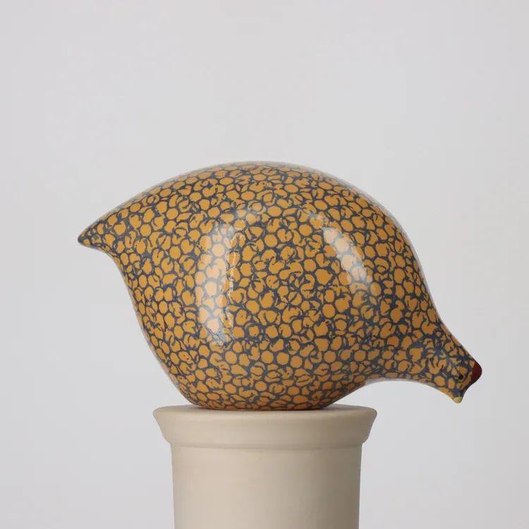 Handcrafted Quail Yellow Spotted Blue LM