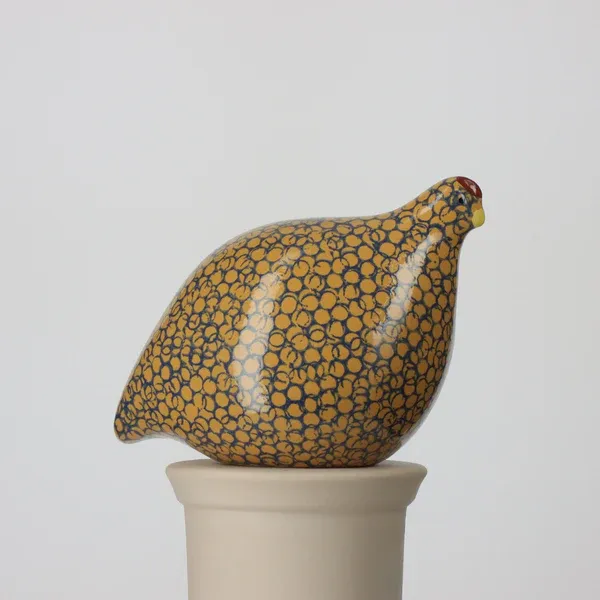 Handcrafted Quail Yellow Spotted Blue SM