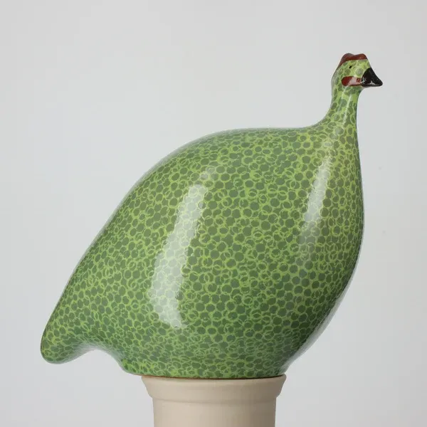 Handcrafted Guinea Fowl Green Spotted Yellow LM