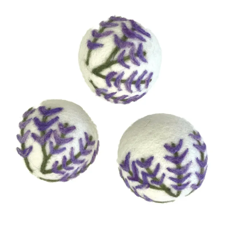 Set Of 3 Wool Laundry Dryer Balls Lavender In Purple
