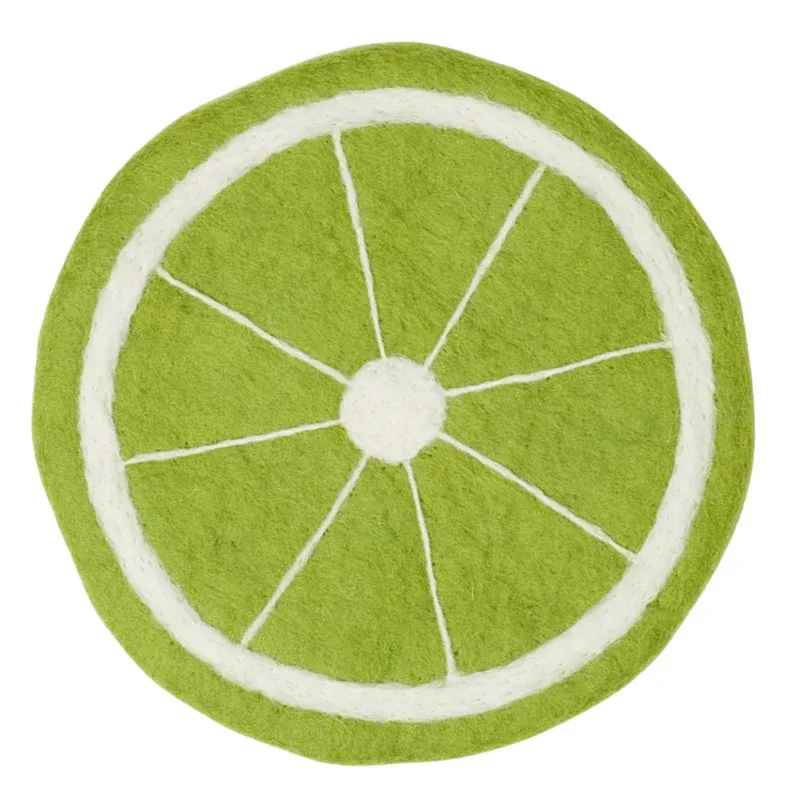 Handmade Wool Trivet Lime In Green