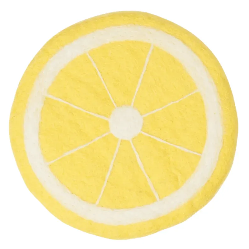 Handmade Wool Trivet Lemon In Yellow