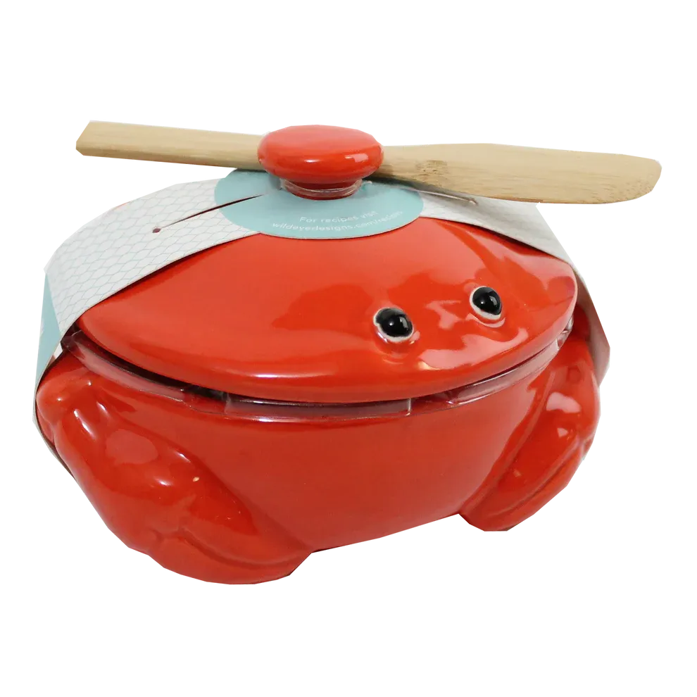 Ceramic Brie Cheese Baker Crab In Red