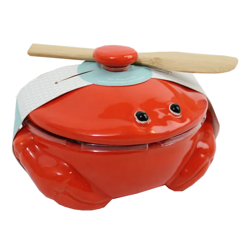 Ceramic Brie Cheese Baker Crab In Red
