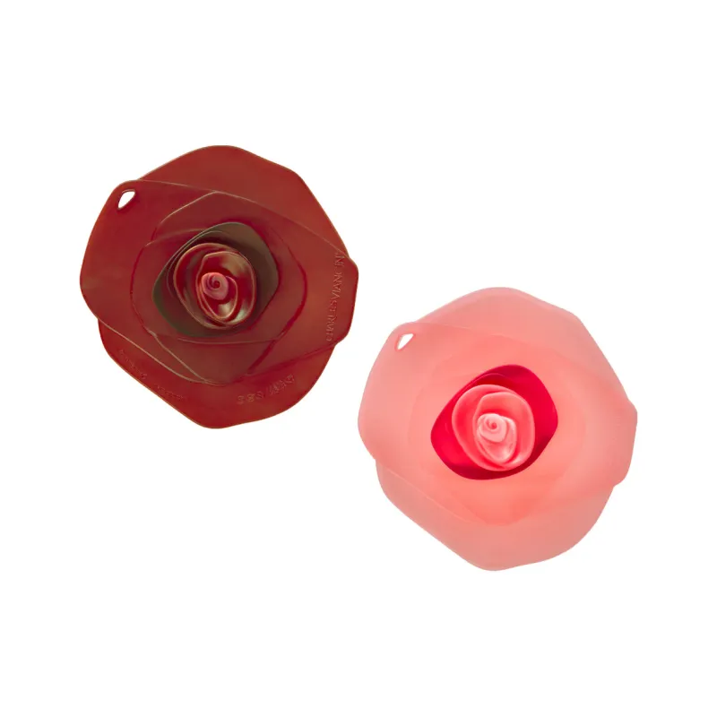 Set Of 2 Drink Covers 4" Rose In Dark Red &amp; Pink