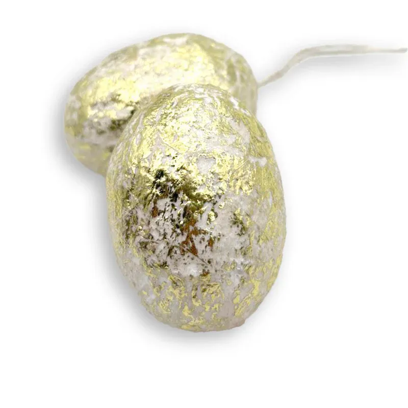 Paper Mache Easter Egg White &amp; Gold