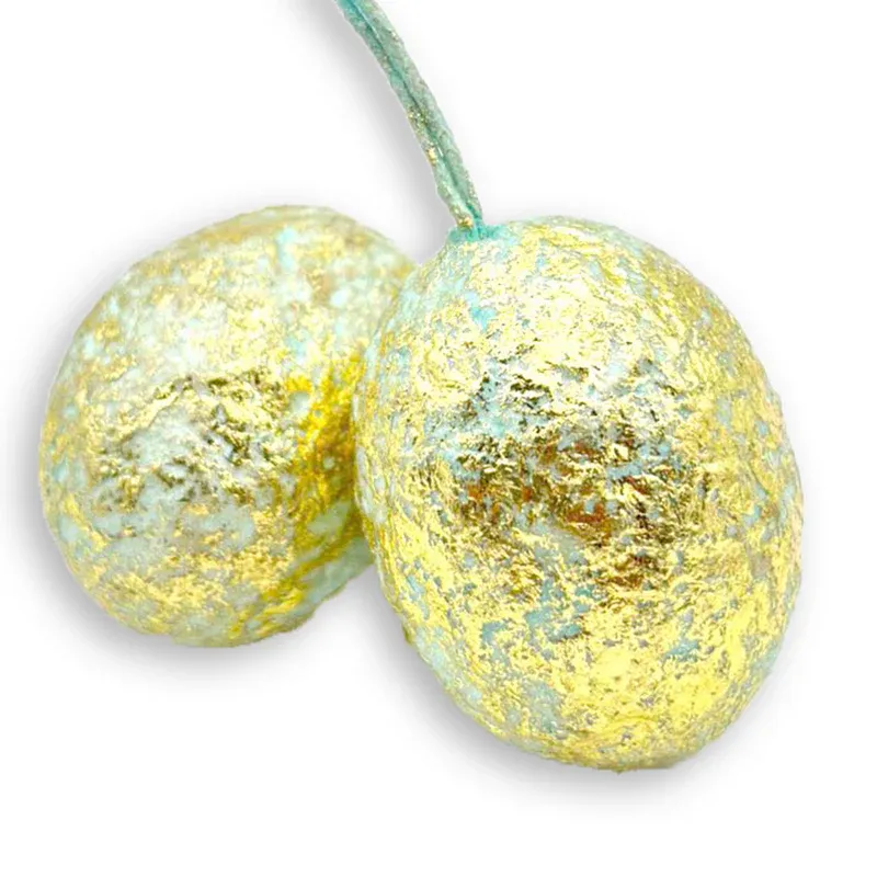 Paper Mache Easter Egg Blue &amp; Gold