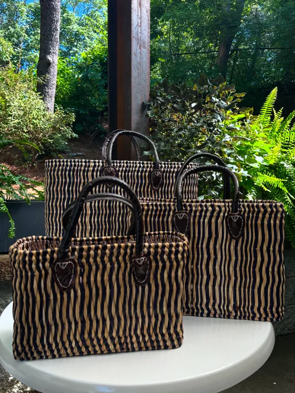 Handwoven Tote Midnight Stripe Medium