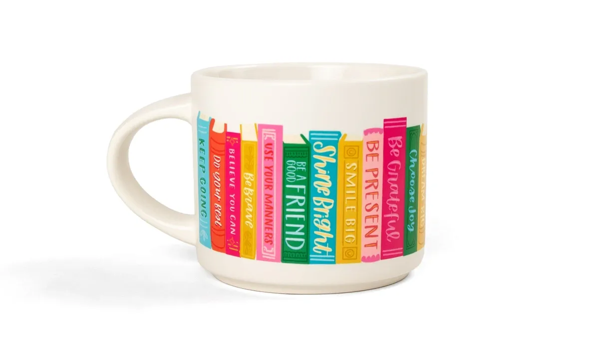 Affirmations Book Stack Mug In Cream Large