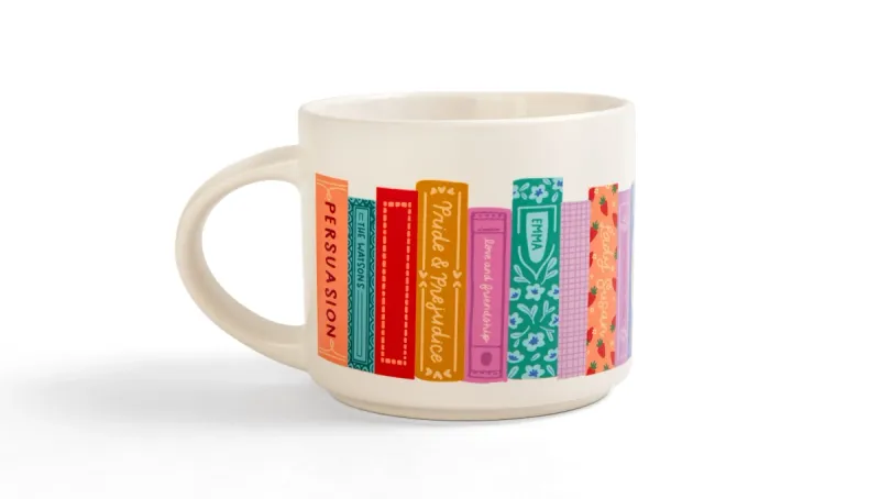 Jane Austen Book Stack Mug In Cream Large