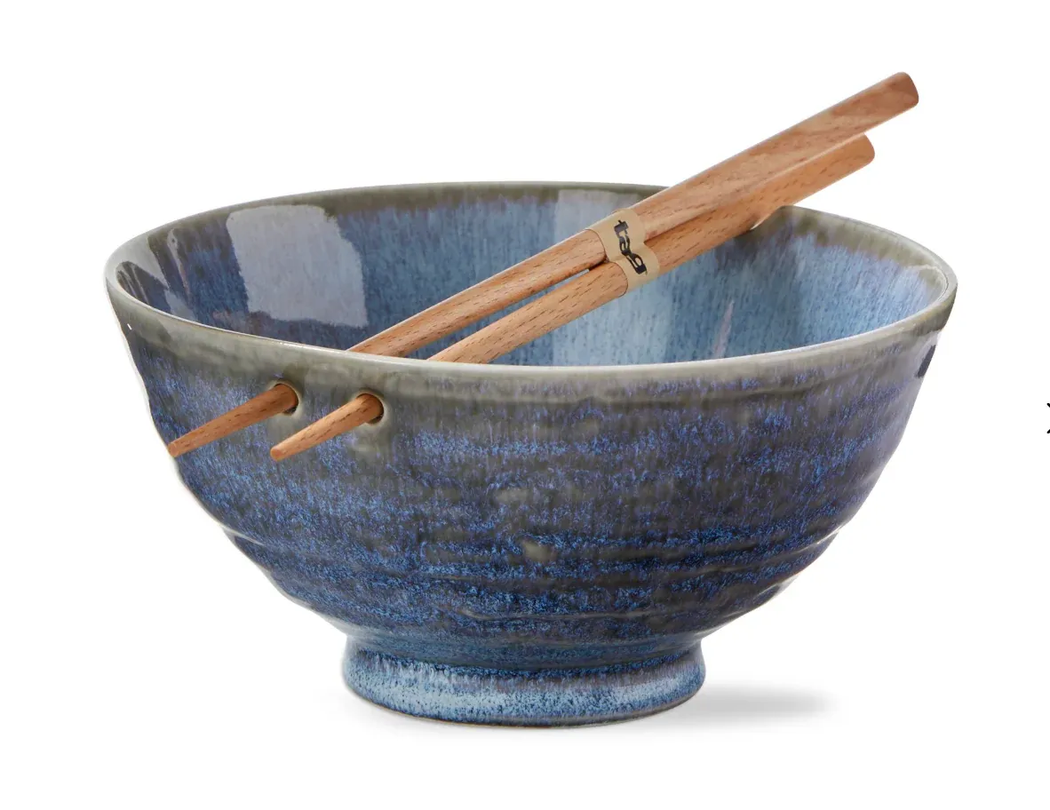 Akira Noodle Bowl With Chopsticks In Blue
