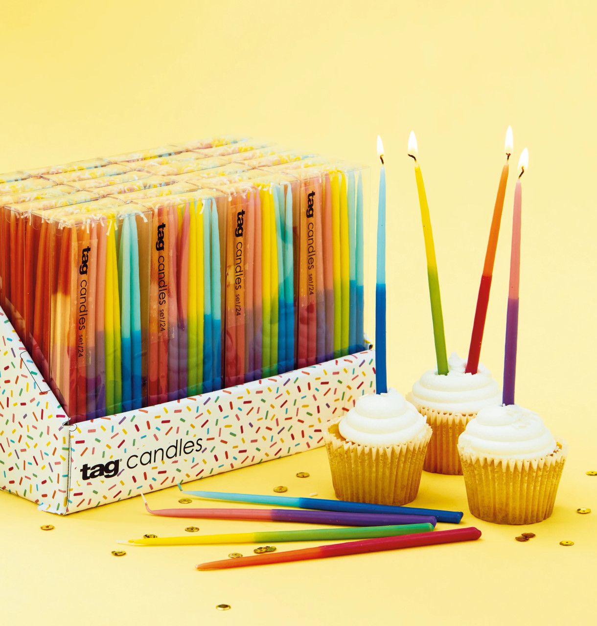 Set Of 24 Two Toned Taper Candles