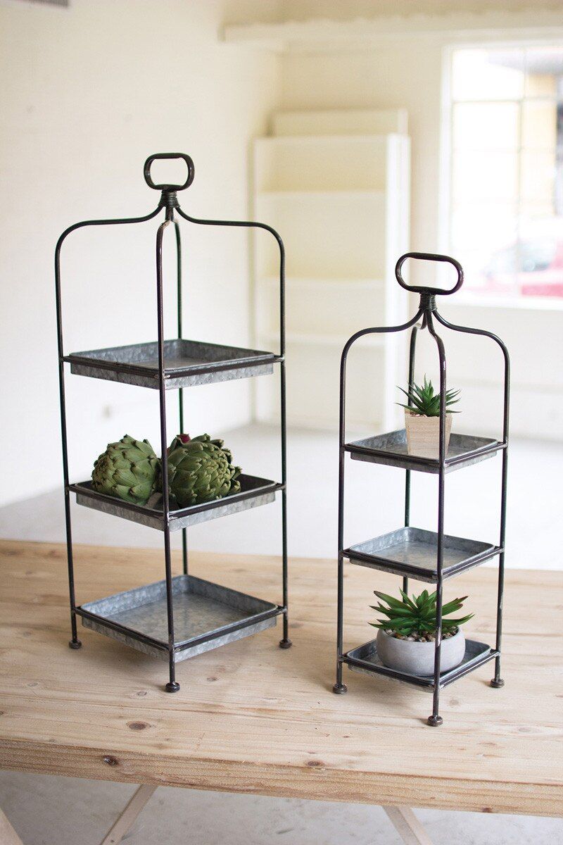 Metal Stand With Galvanized Trays Large 32"