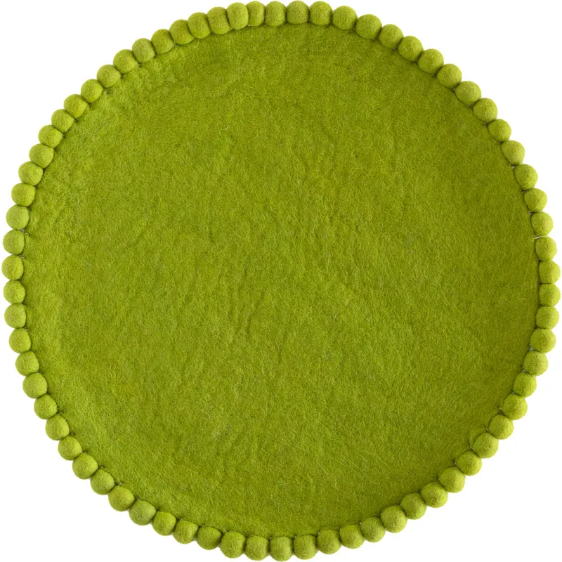 Pom Pom Felt Placemat In Spring Green