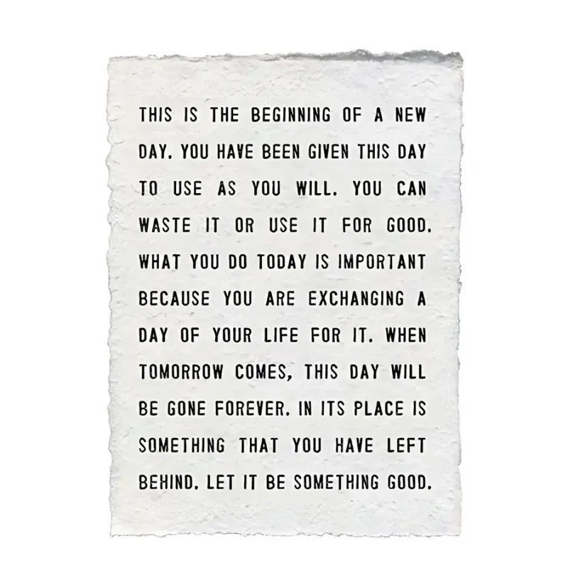 Handmade Paper Print This Is The Beginning 12"x16"