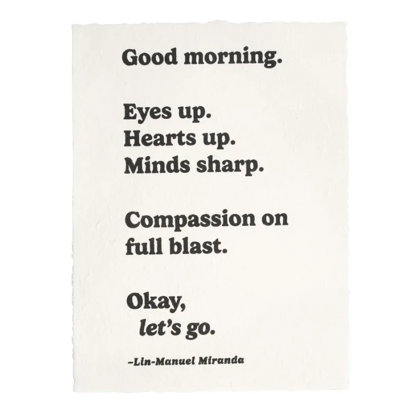 Handmade Paper Print Good Morning 12"x16"