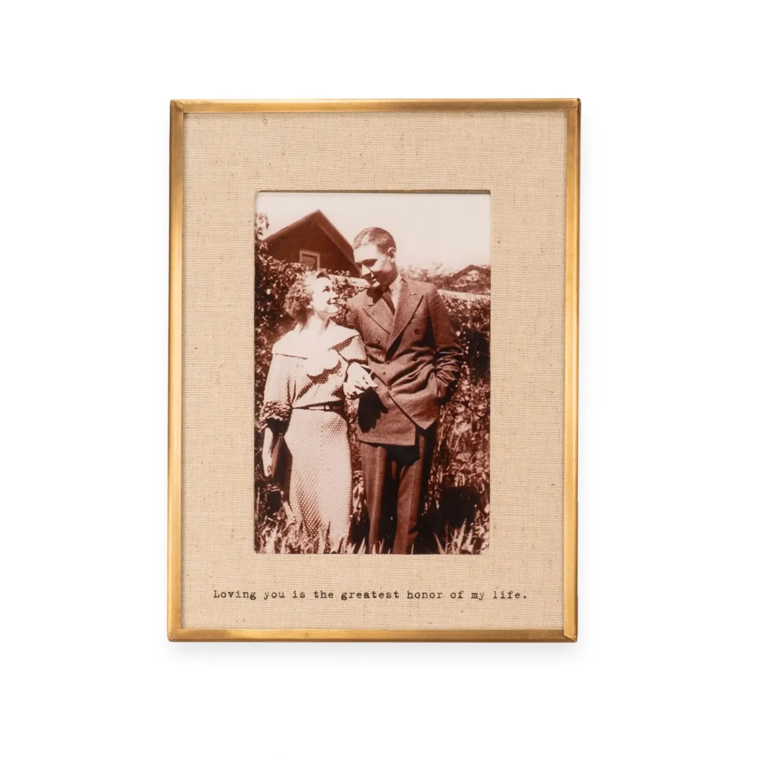 Photo Frame Horizontal Glass Linen Loving You 4"x6"