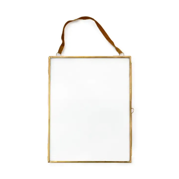 Picture Frame Glass &amp; Brass With Suede 14.5" X 19"