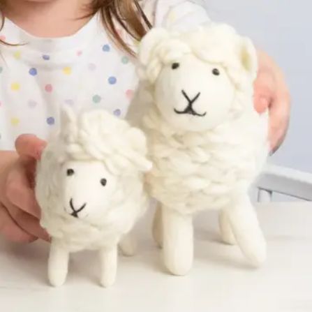 Handmade Wool Felt Fluffy White Sheep Large