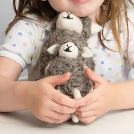 Handmade Wool Felt Fluffy Brown Sheep Large