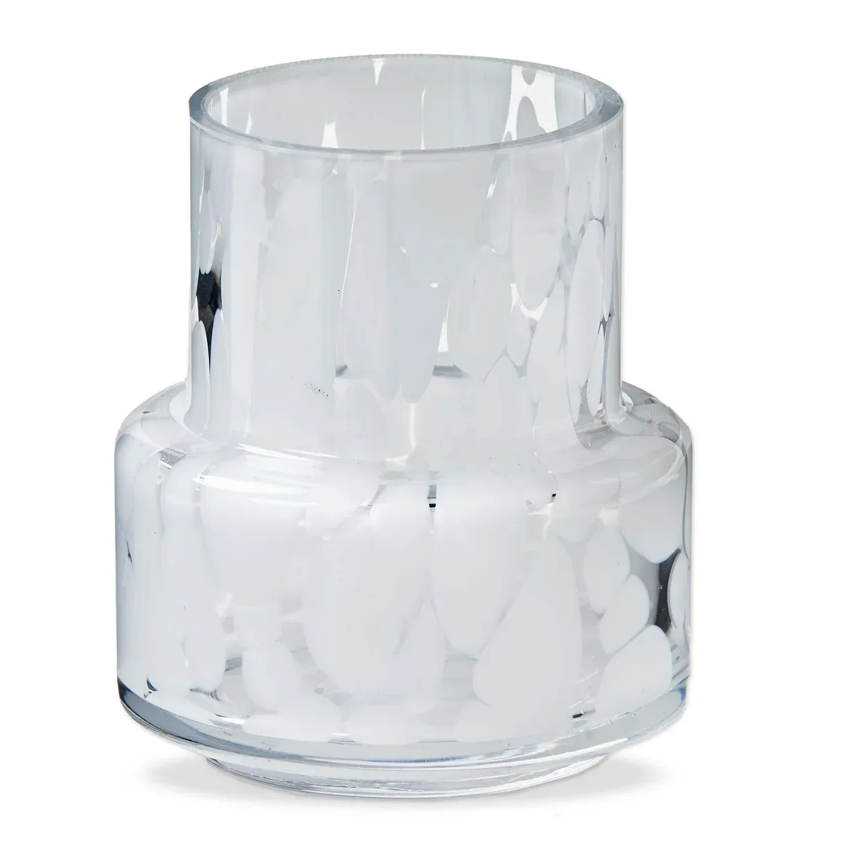 Glass Speckled Vase In White