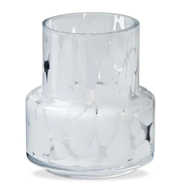 Glass Speckled Vase In White