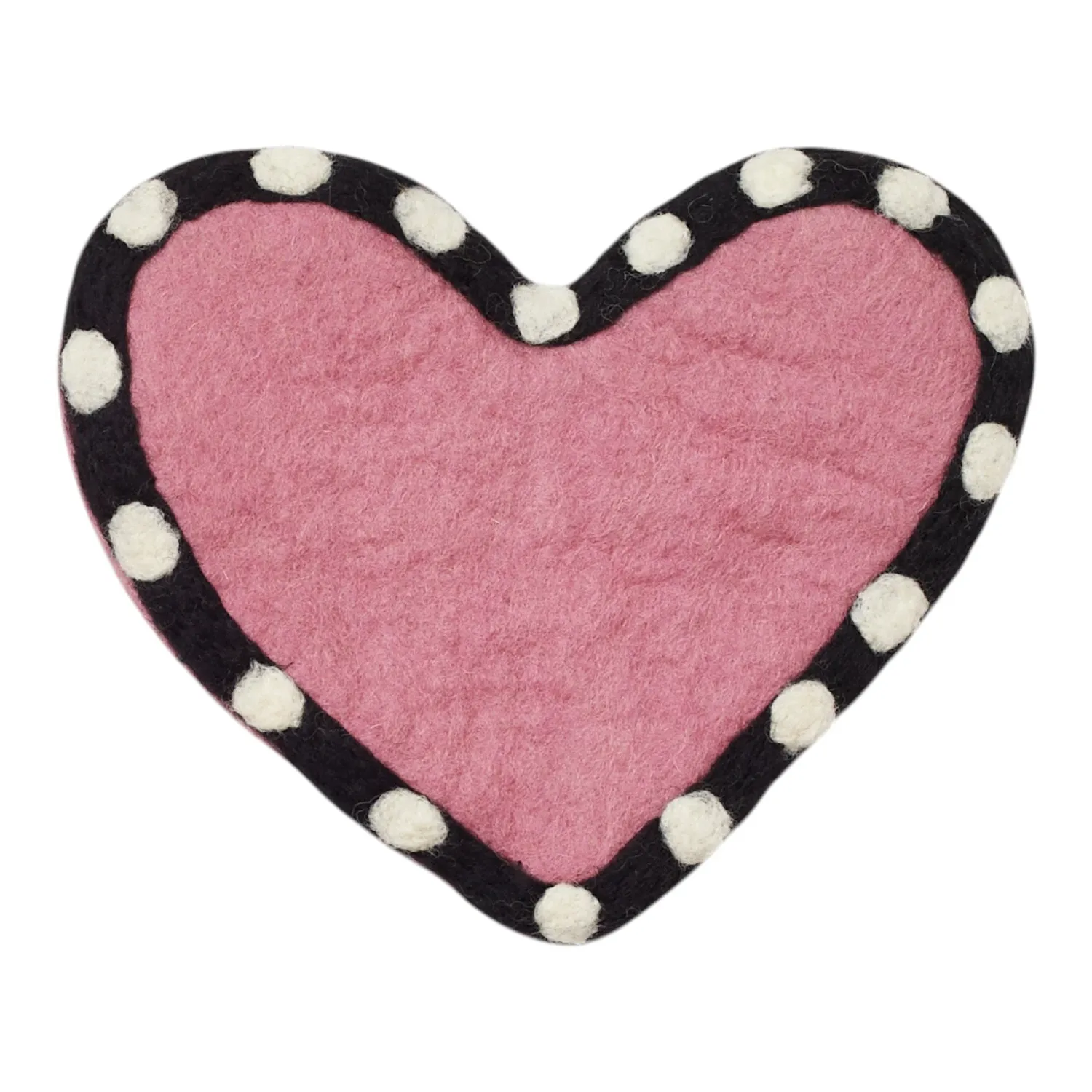 Handmade Wool Trivet Heart Pink