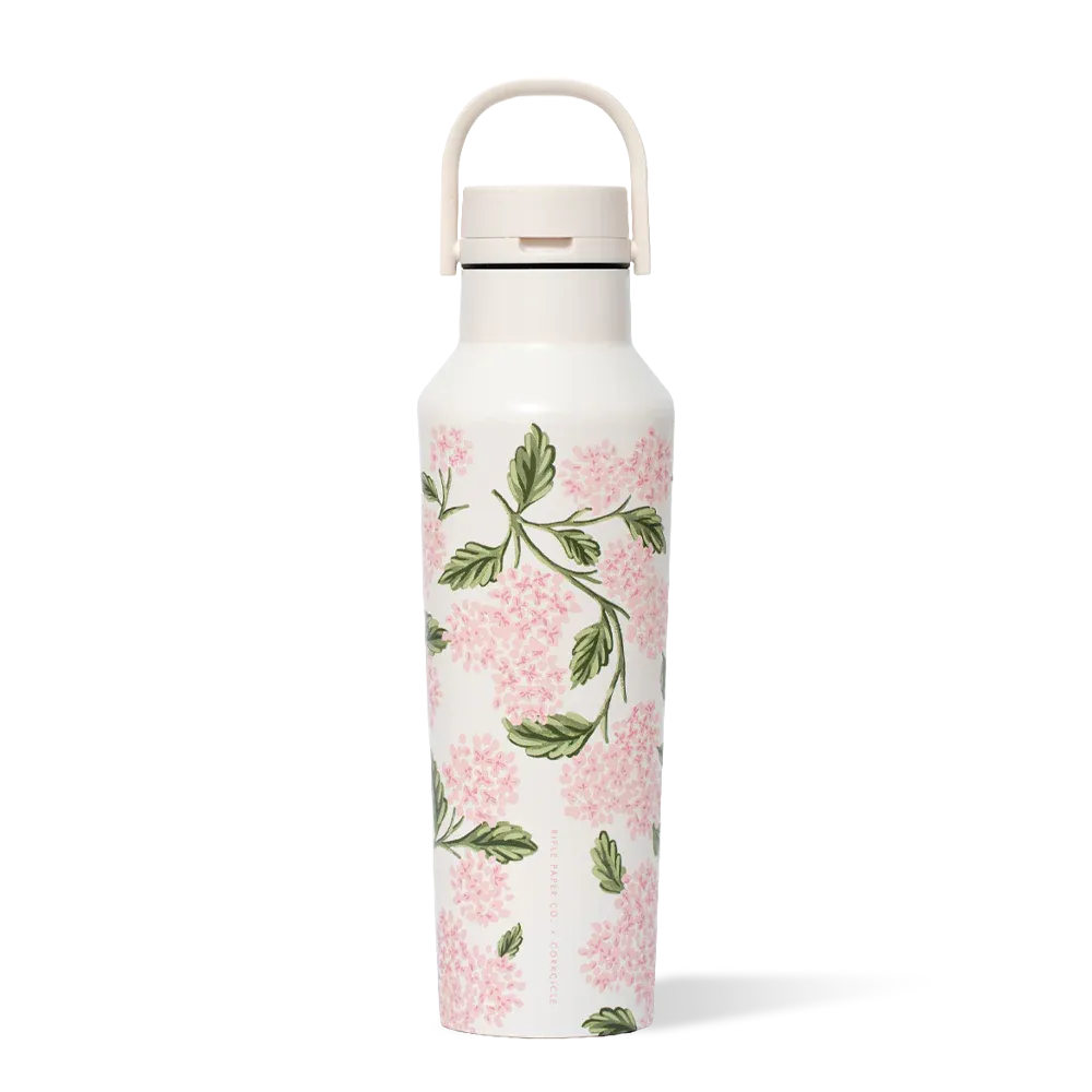Corkcicle x Rifle Paper Co. Sport Canteen 20oz In Pink Hydrangea
