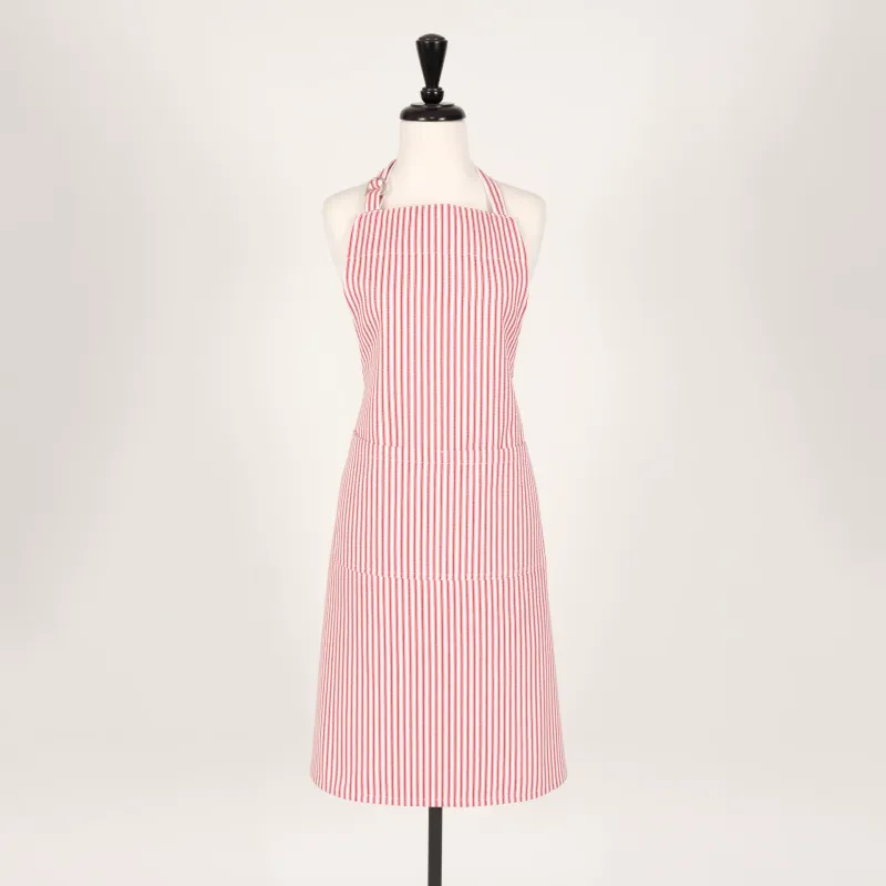 Metro Stripe Apron With D-rings In Cherry