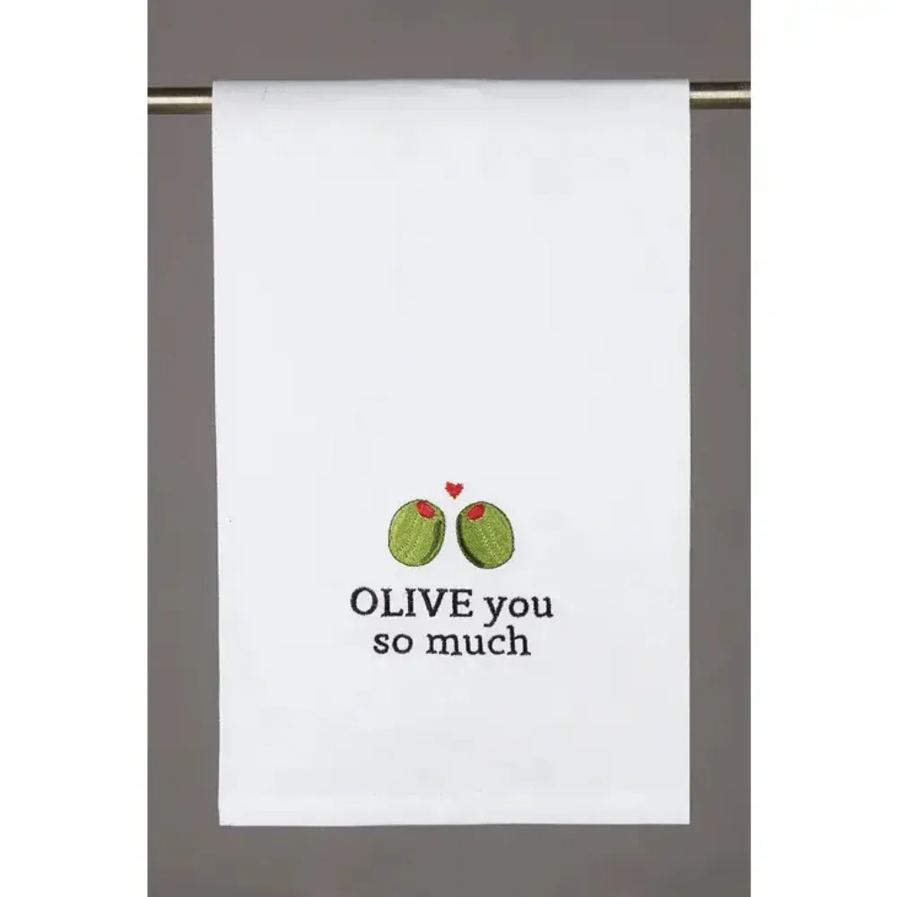 Embroidered Tea Towel 16" x 25" Olive You So Much