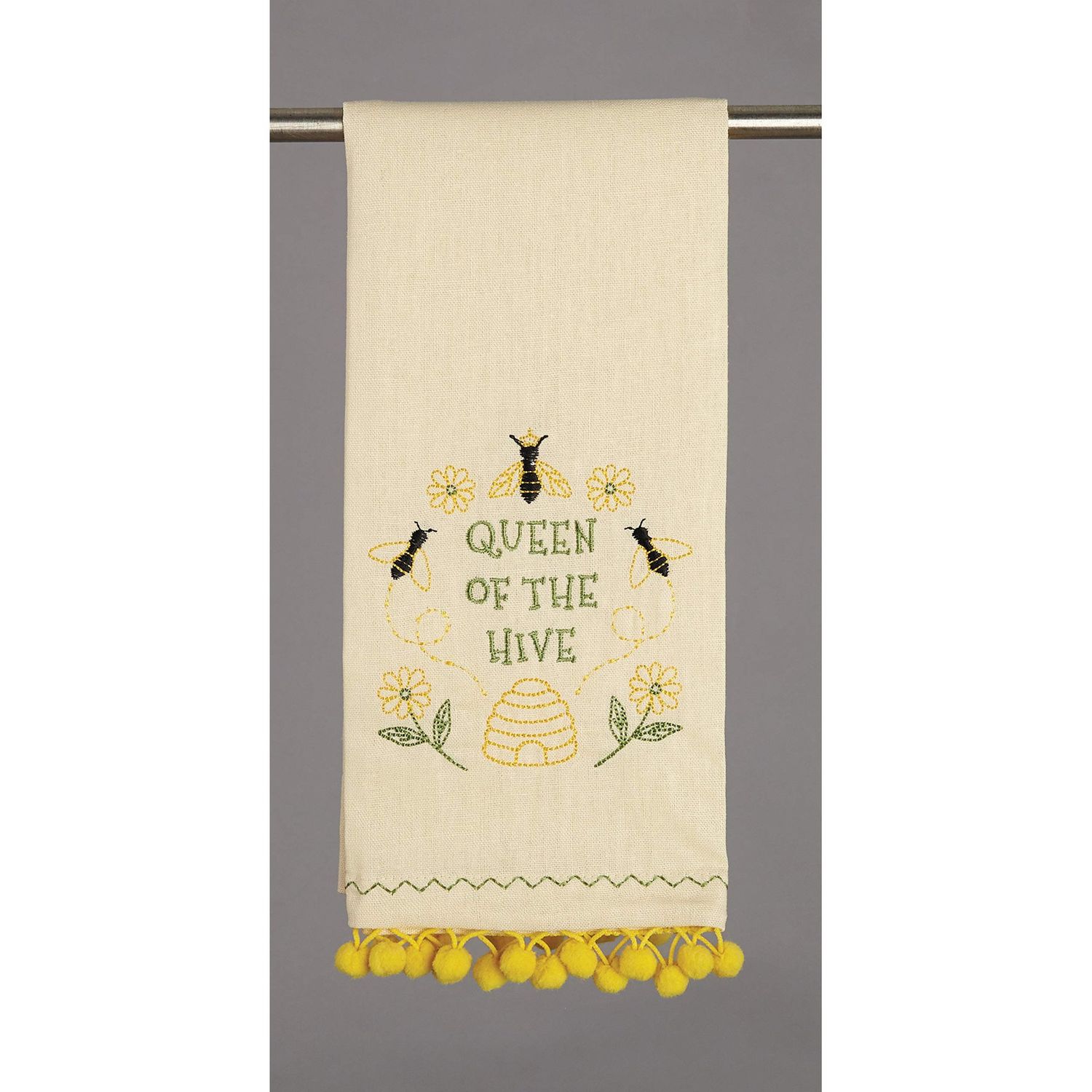 Embroidered Tea Towel 15" x 22.5" Queen Of The Hive