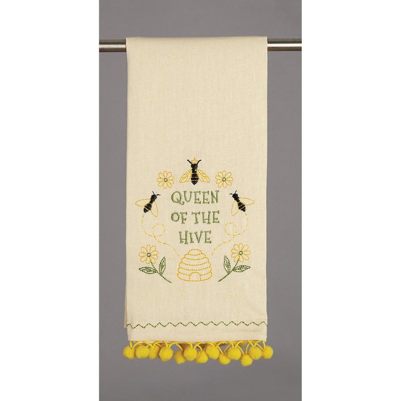 Embroidered Tea Towel 15" x 22.5" Queen Of The Hive