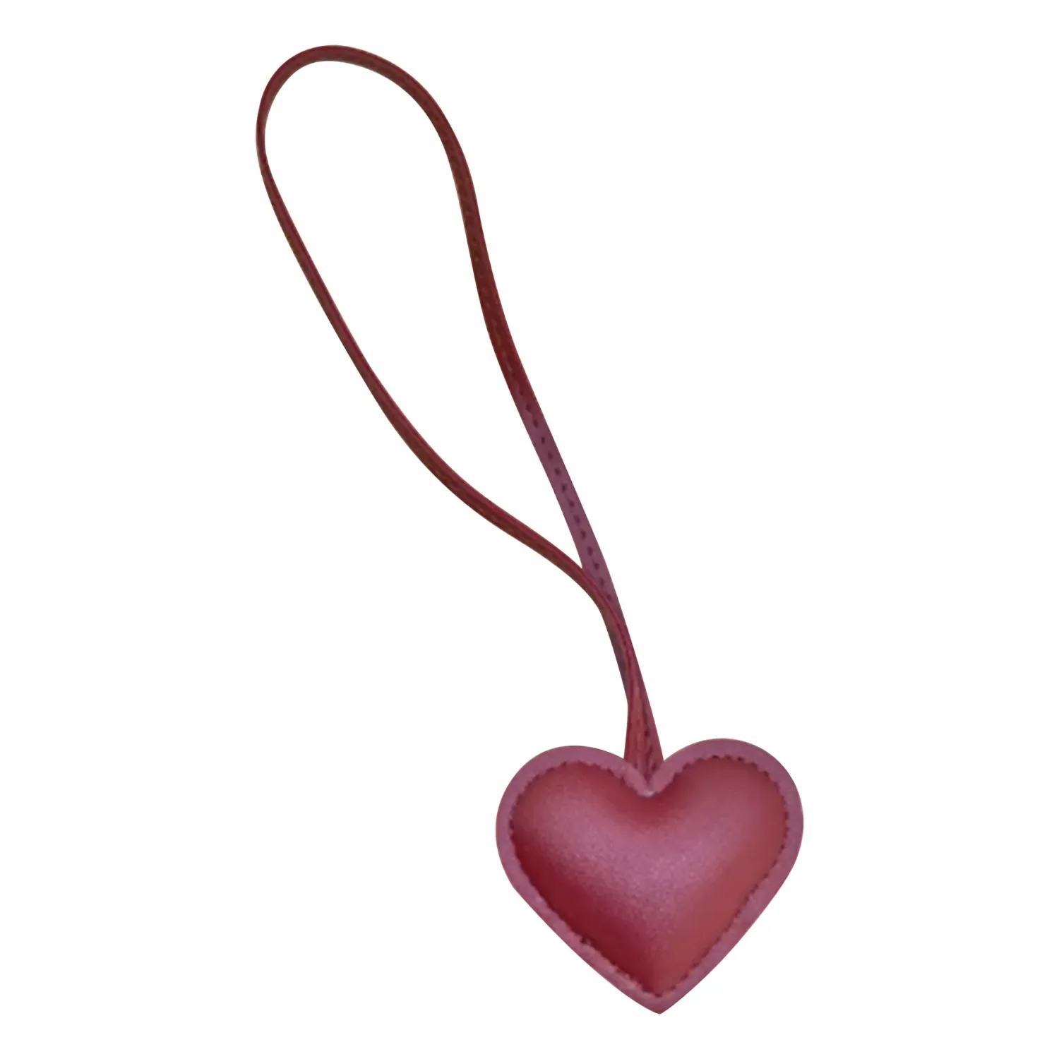 Faux Leather Heart Charm In Burgundy
