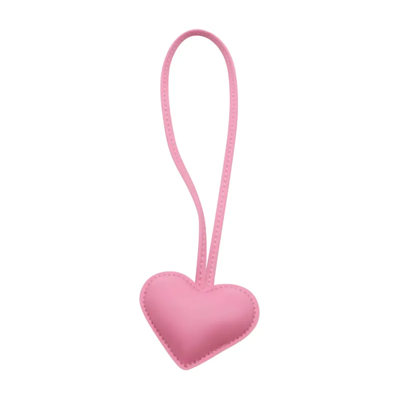 Faux Leather Heart Charm In Malibu Pink