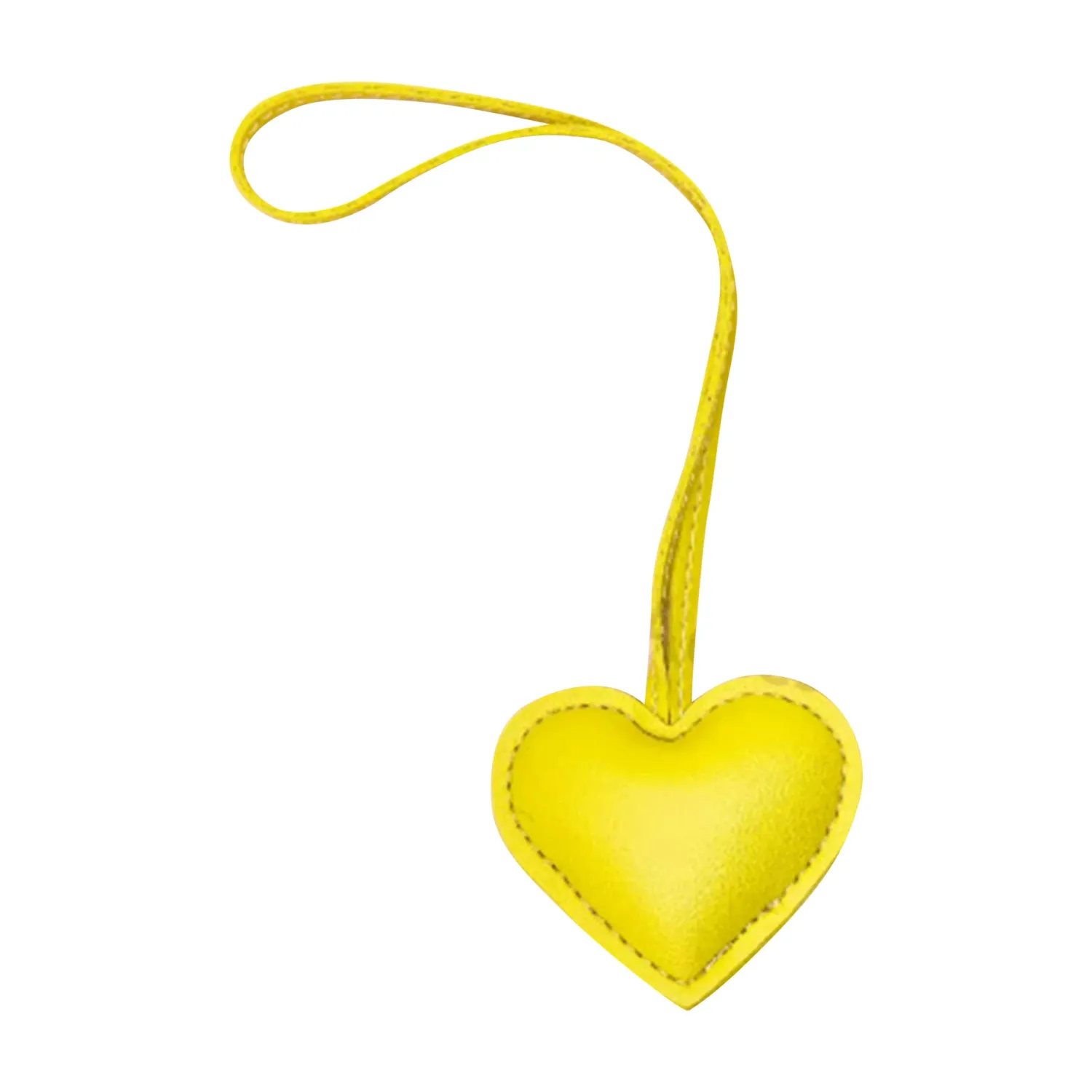 Faux Leather Heart Charm In Yellow