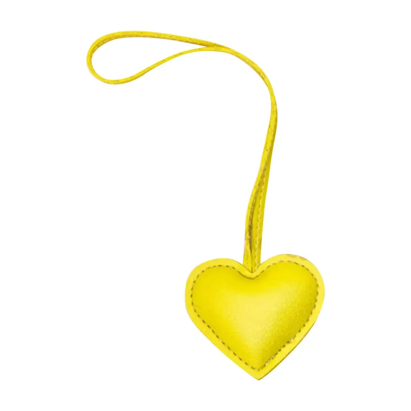 Faux Leather Heart Charm In Yellow