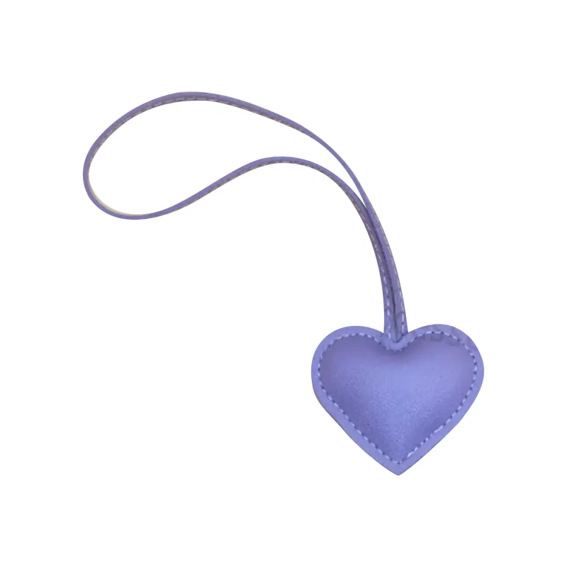 Faux Leather Heart Charm In Lavender