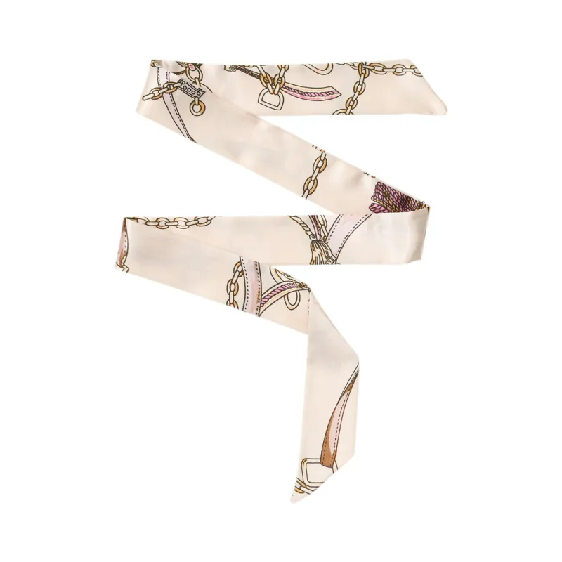 Twilly Bag Scarf Creme With Brown Knots