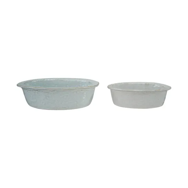 Set Of 2 Stoneware Oval Bakers In White