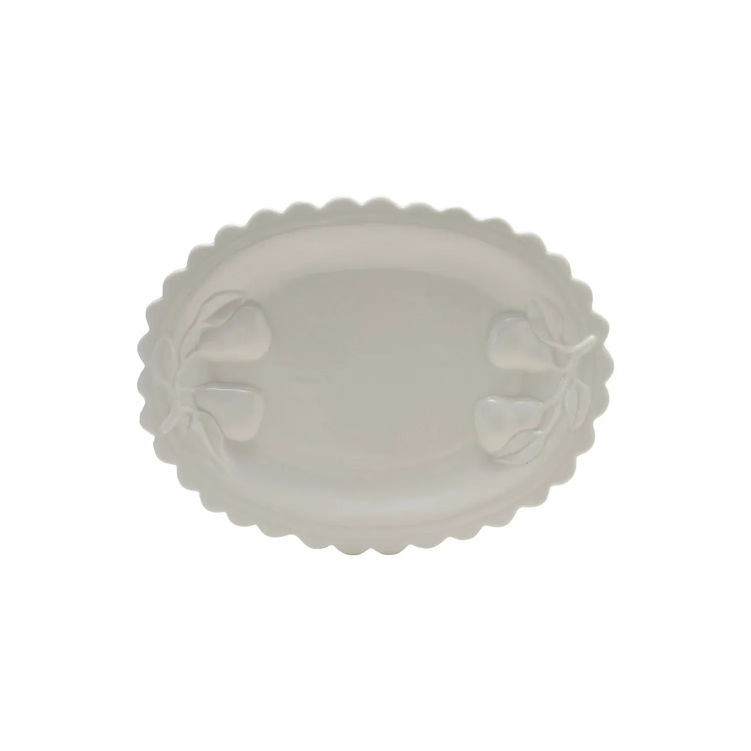 Stoneware Scalloped Platter With Pears
