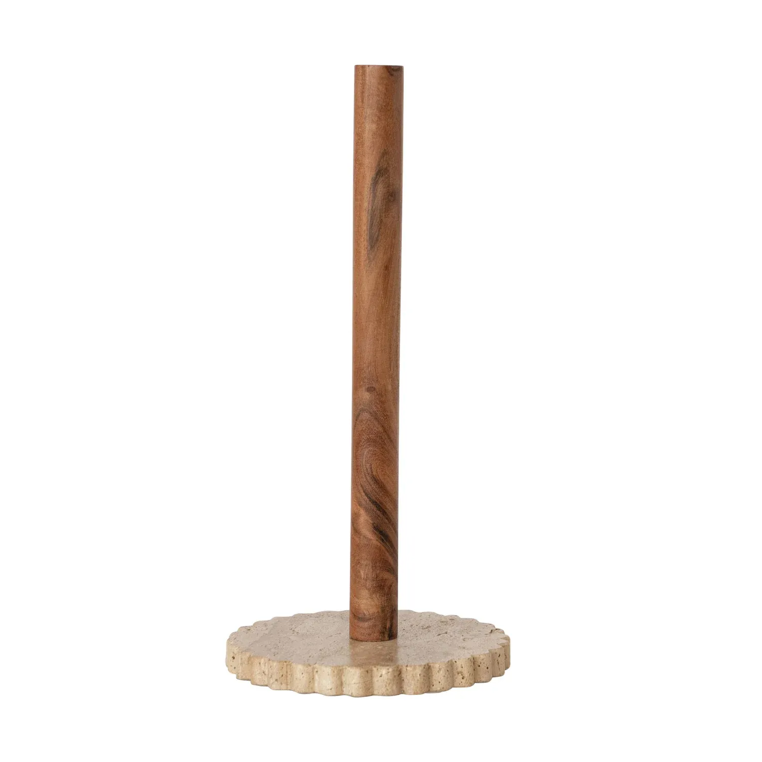 Acacia Wood &amp; Marble Paper Towel Holder 6" Rd x 12.5" H
