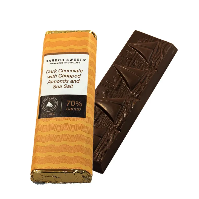 Dark Chocolate With Chopped Almonds And Sea Salt Bar