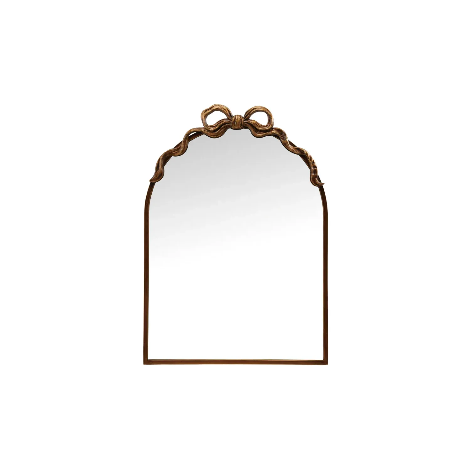 Metal Framed Wall Mirror Gold Finish With Bow
