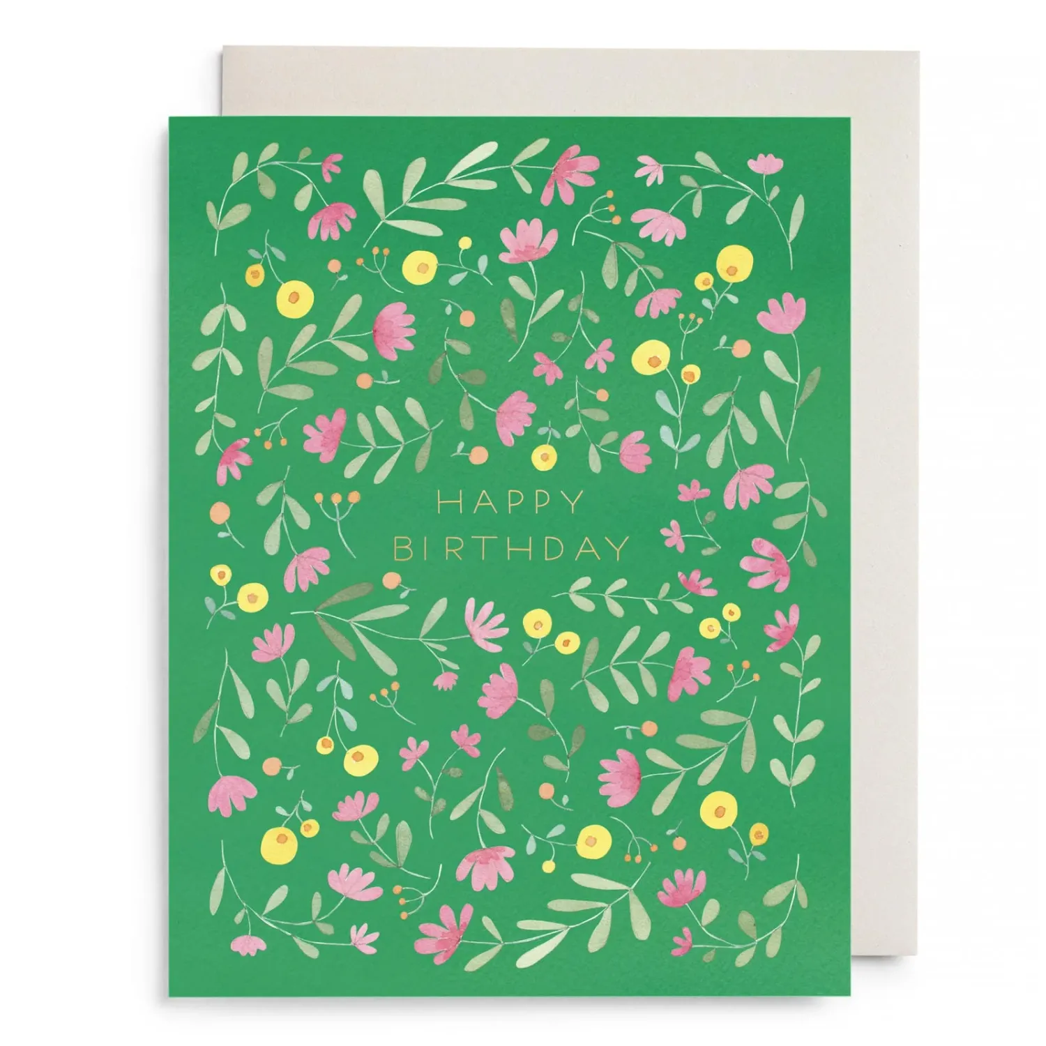Card Green Floral Birthday