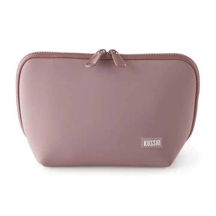 Neoprene Makeup Bag In Mauve With Stone Interior