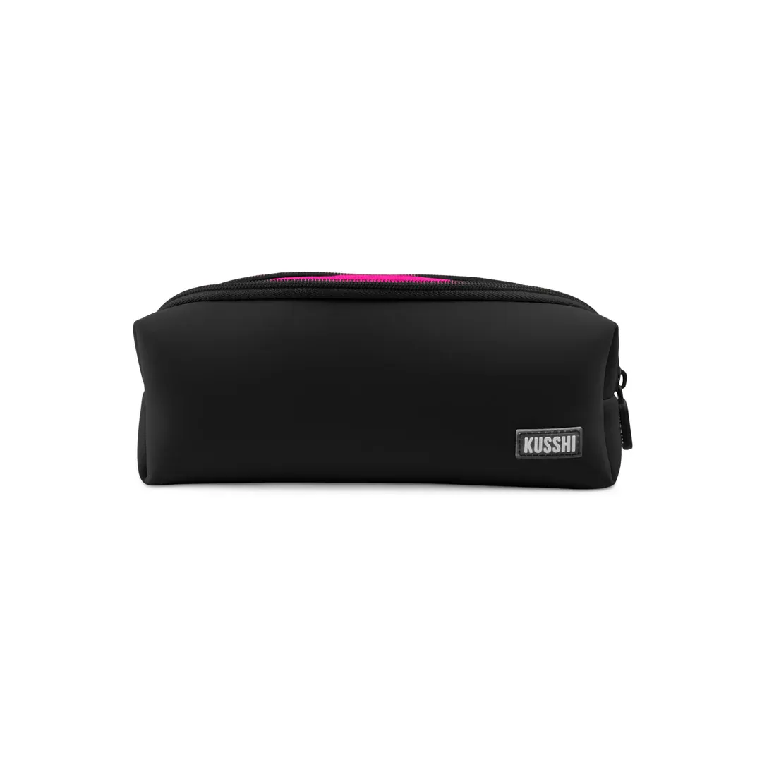 Neoprene Essentials Pouch In Black With Pink Interior