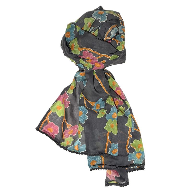 Block Print Hand Made Cotton Scarf Dogwood
