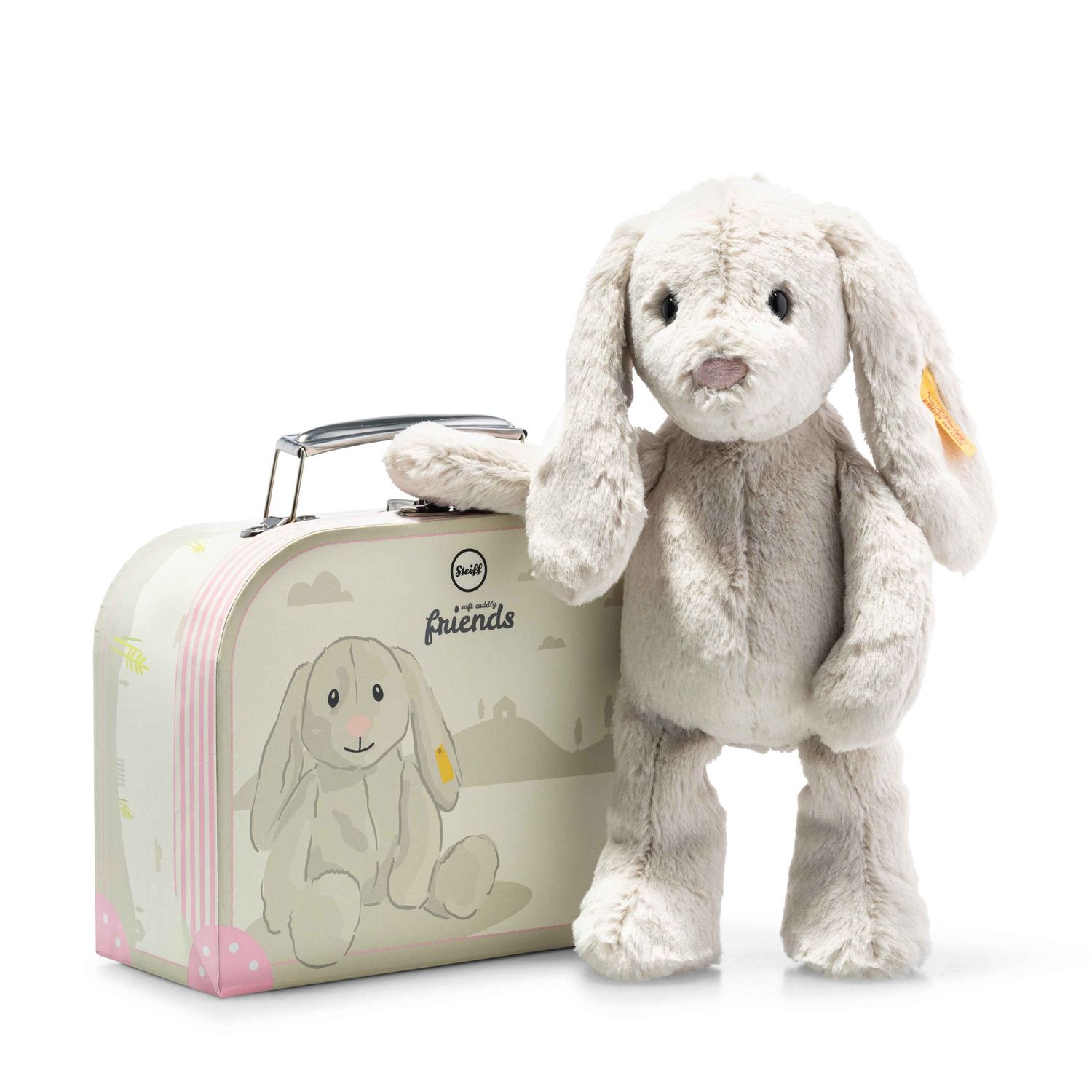 Steiff Hoppie Rabbit Light Grey In Suitcase